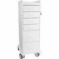 Trippnt Tall Locking 6 Drawer Medical Cart, White, 16inW x 19inD x 47inH 51033